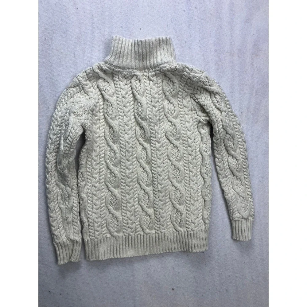 Hope & Henry Cable Knit Sweater Kids S Cream Mock Neck‎ Button 18FLB305